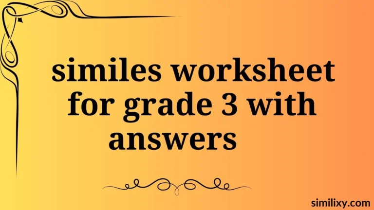 similes worksheet for grade 3 with answers